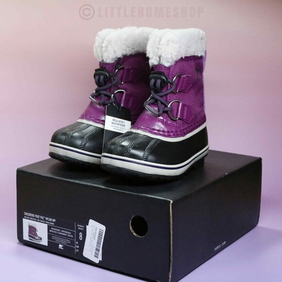 Sorel Other - NWT!  Sorel KIDS YOOT PAC Nylon Youth WP Boot, Wild Iris, Dark Plum, Size 8